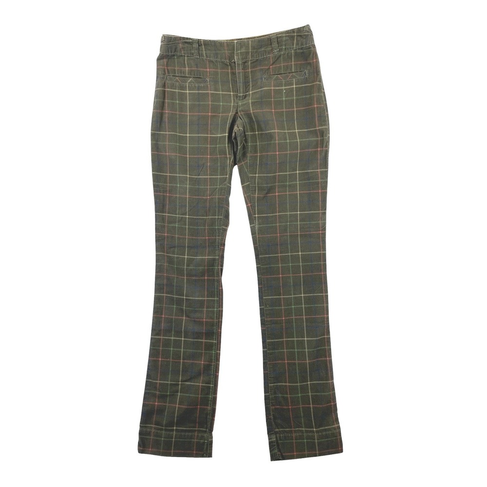 Pilcro Plaid Corduroy Straight Pants Womens 25 Green Eclectic Grandpa Preppy